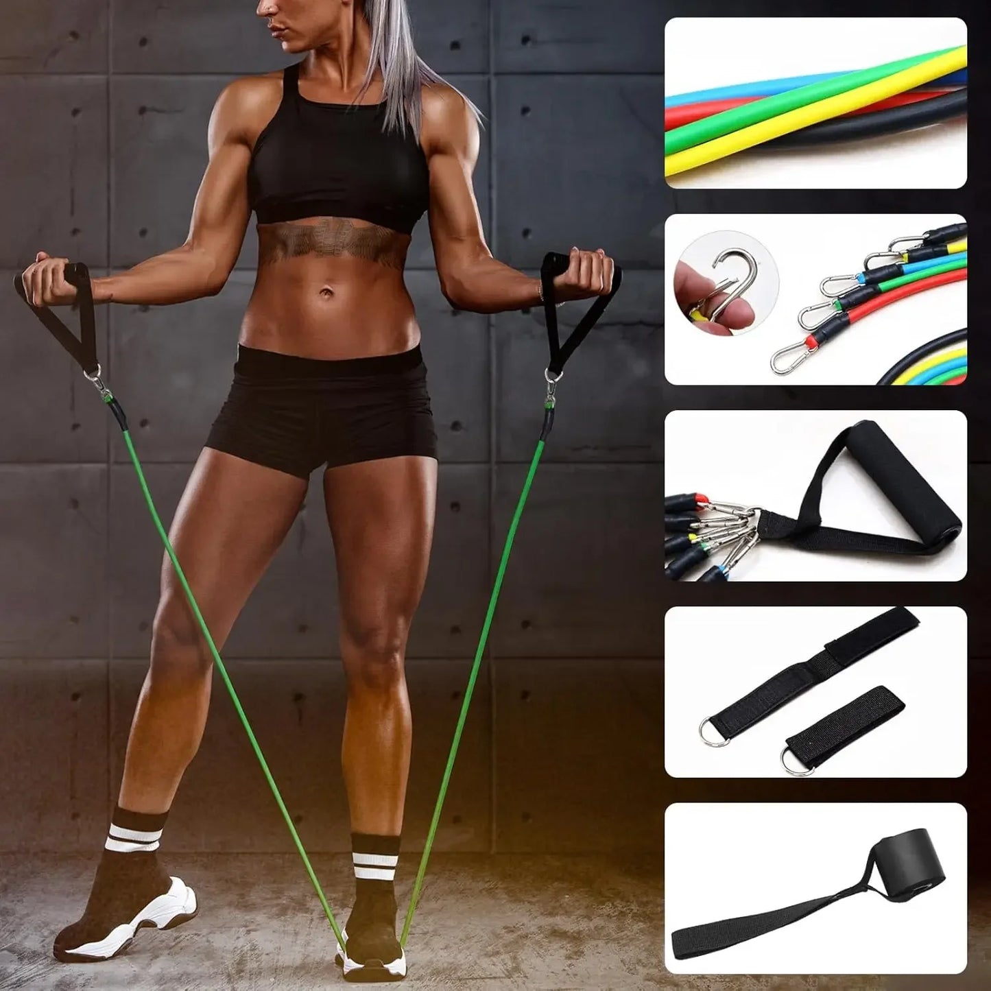 11 Pieces Set Crossfit Latex Resistance Bands Training Tube Yoga Rope Elastic Rubber Expander Fitness Equipment Belt