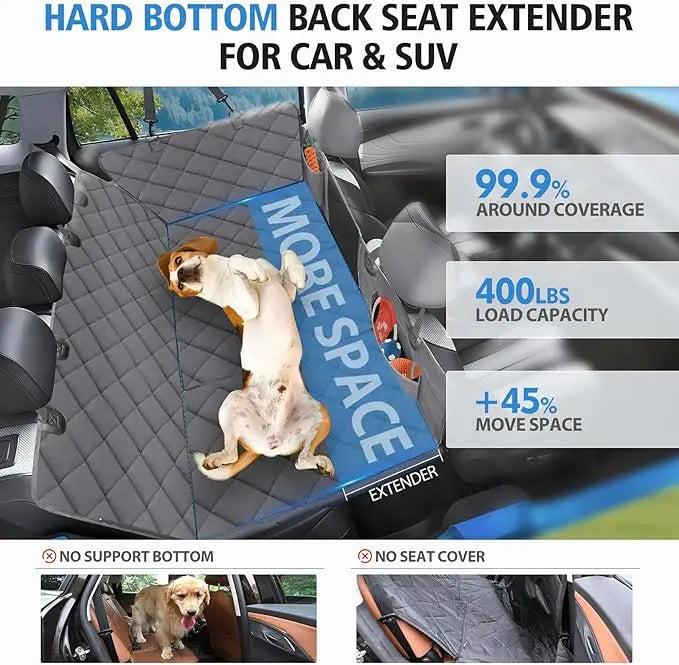 Back Seat Extender for Dogs Universal Fit Waterproof Dog Car Seat Cover 400lbs Capacity Hard Bottom L Black L Grey
