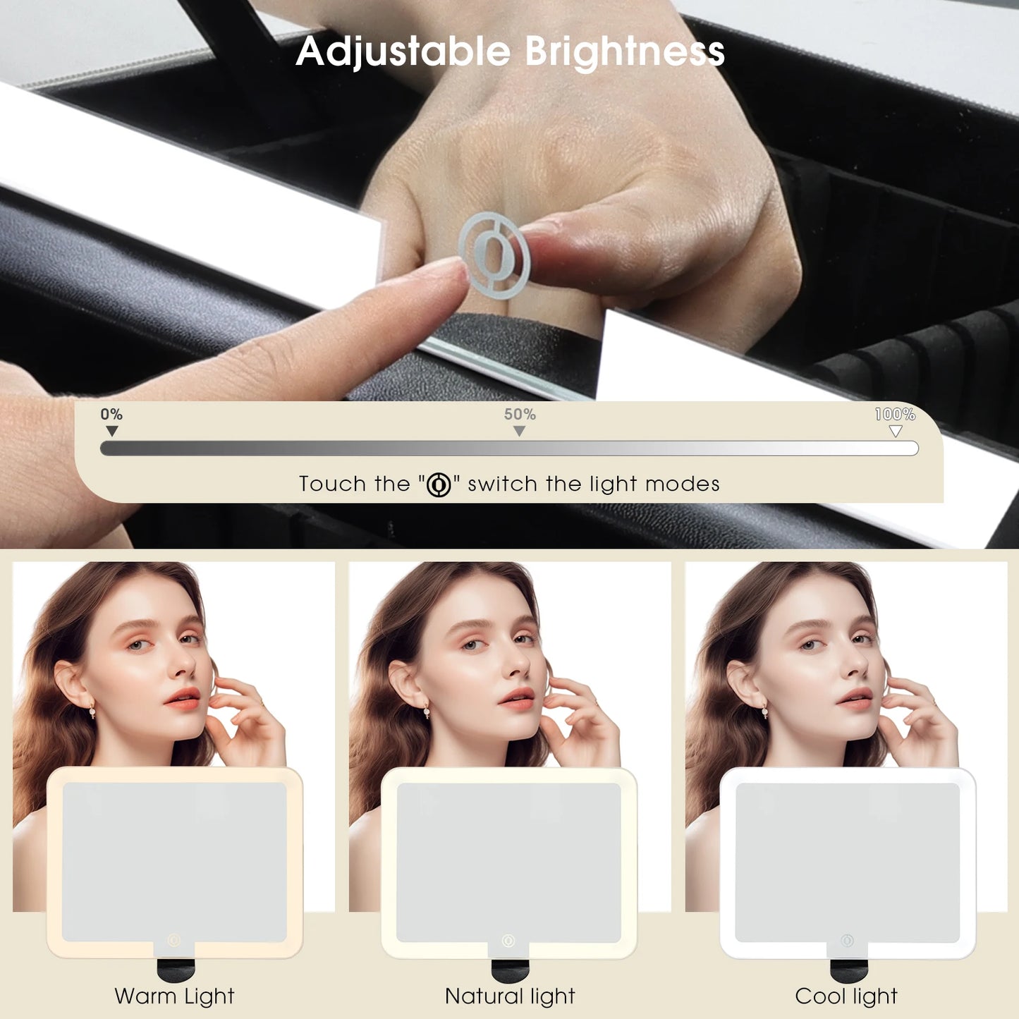 Leather Makeup Case With LED Mirror Travel And Dividers