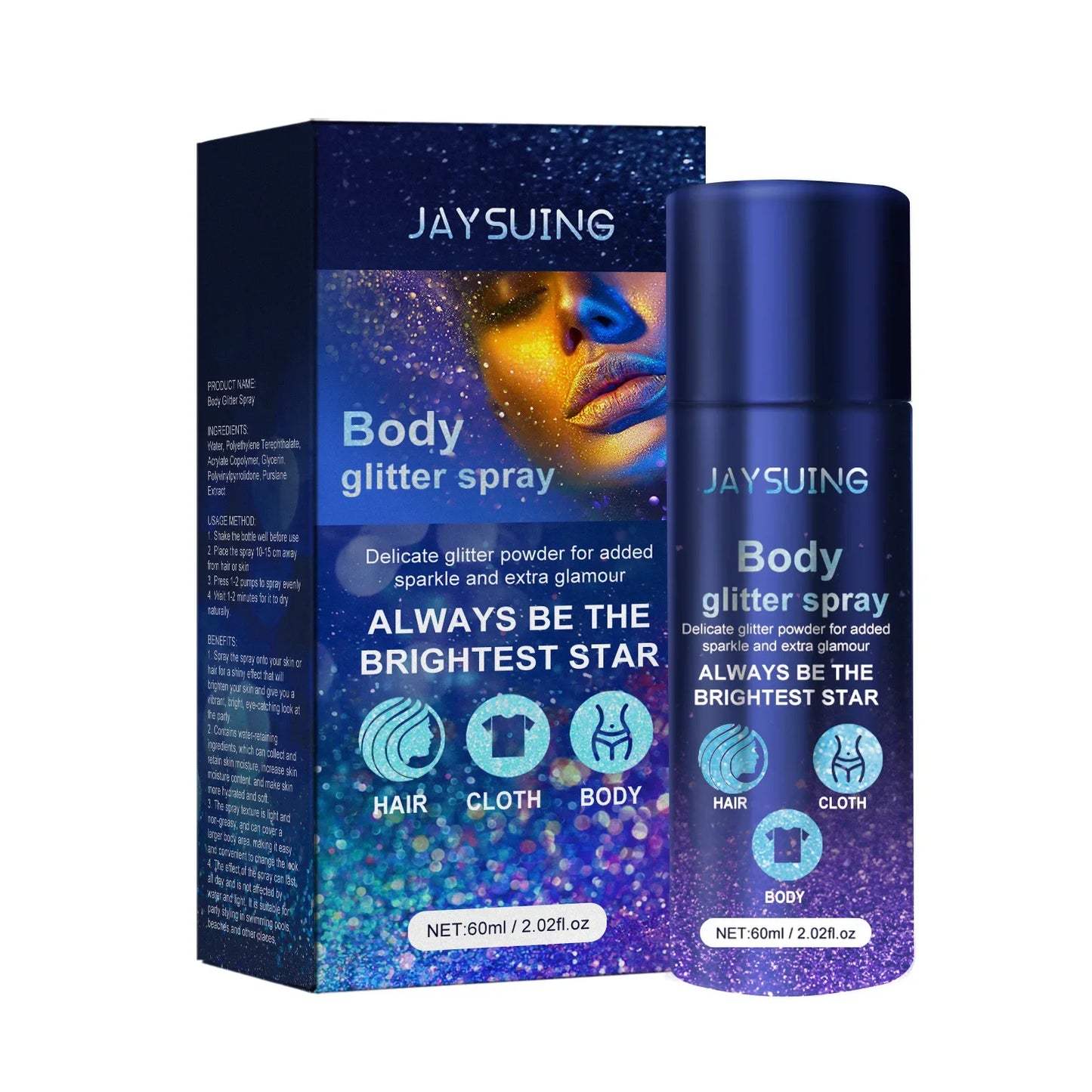 Jaysuing Highlighter Powder Spray Waterproof Shiny High Gloss Glitter Powder Spray Powder Makeup for Face Body Highlight Makeup