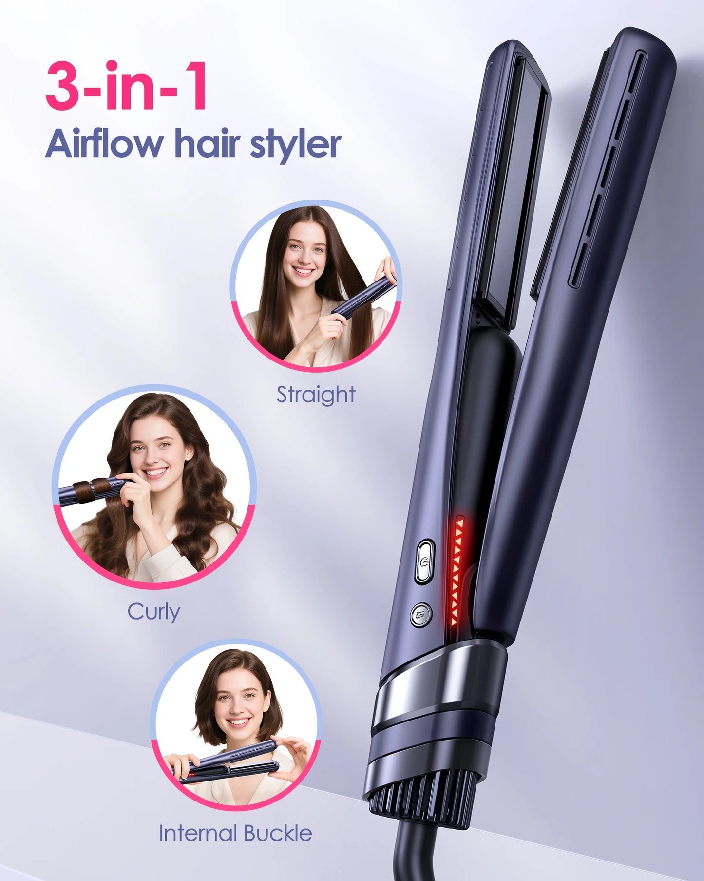 BOPCAL 3 In 1 Cold Air Straightener Flat Iron Negative Ion