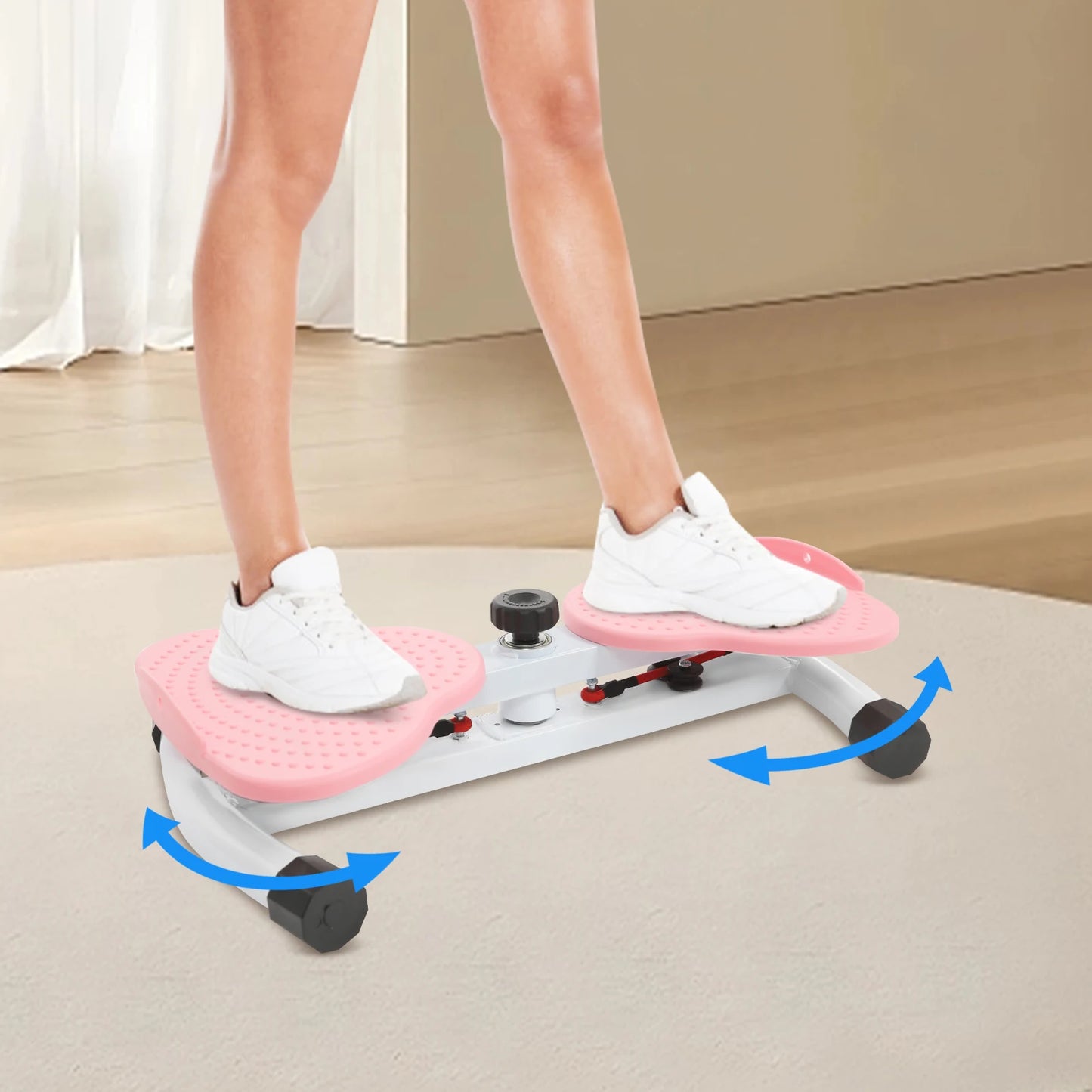 Pink Steel Waist Twister Standing Exercise Equipment 53.5 By 32 By 12 Cm With 48 Cm Leg Distance For Home And Office