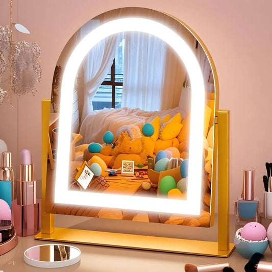 Large makeup mirror with light -15.5 "x13", with light, magnified 10x, touch screen with tri color illumination,(gold)