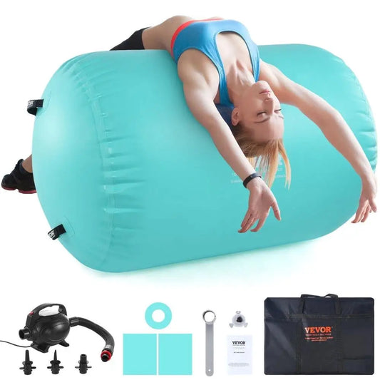 Air Mat Tumble Track Inflatable Air Roller Gymnastics Training Electric Pump Multi-Purpose Water Use Mint Green