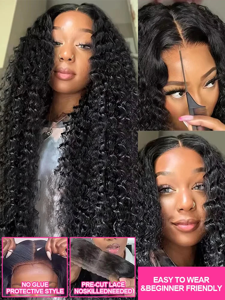 Water Wave Glueless Human Hair Wig 13x6 HD Frontal Wig