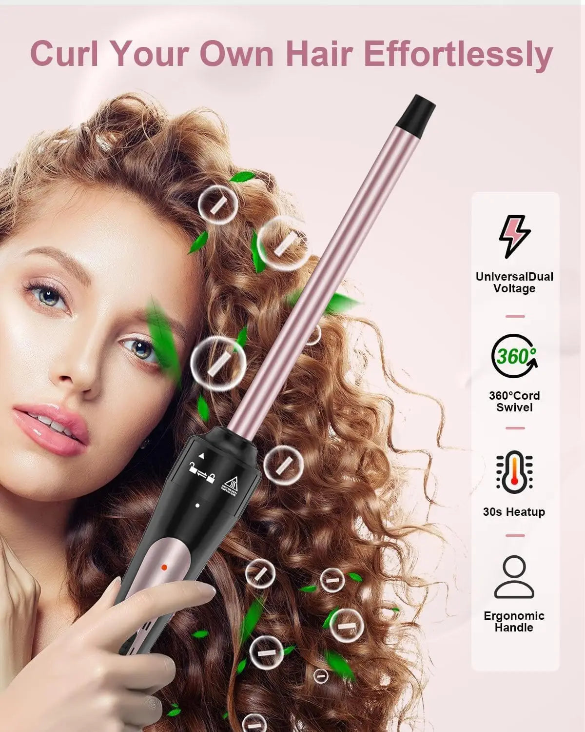 3 8 Inch Tourmaline Ceramic Curling Wand for Short Hair