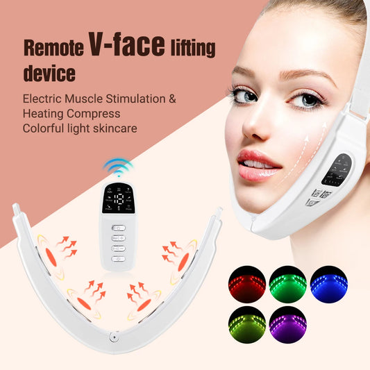 Face lifting Device Red Light Skin Rejuvenation V Face Massager Double Chin Lift Up with Remote Control Facial Beauty Instrument