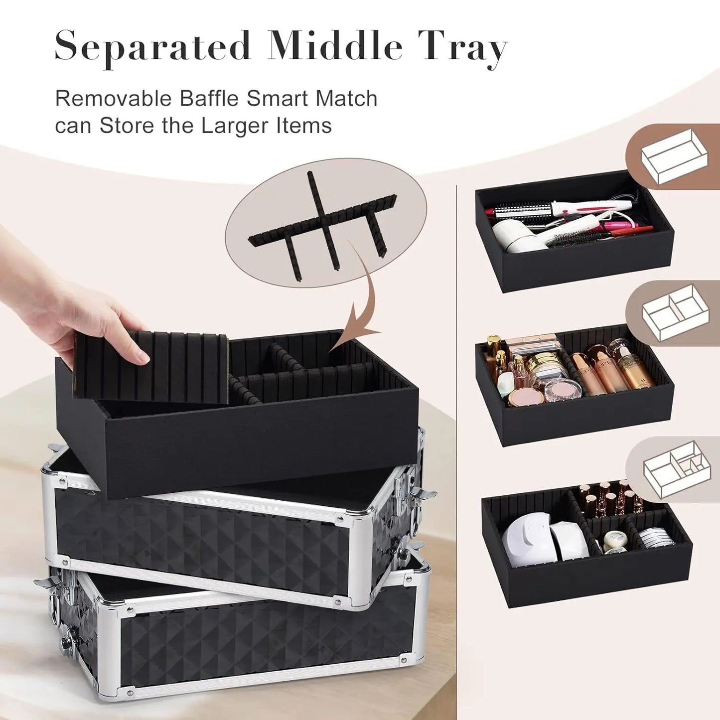Rolling Makeup Train Case Cosmetic Trolley 4 In 1 Wheels