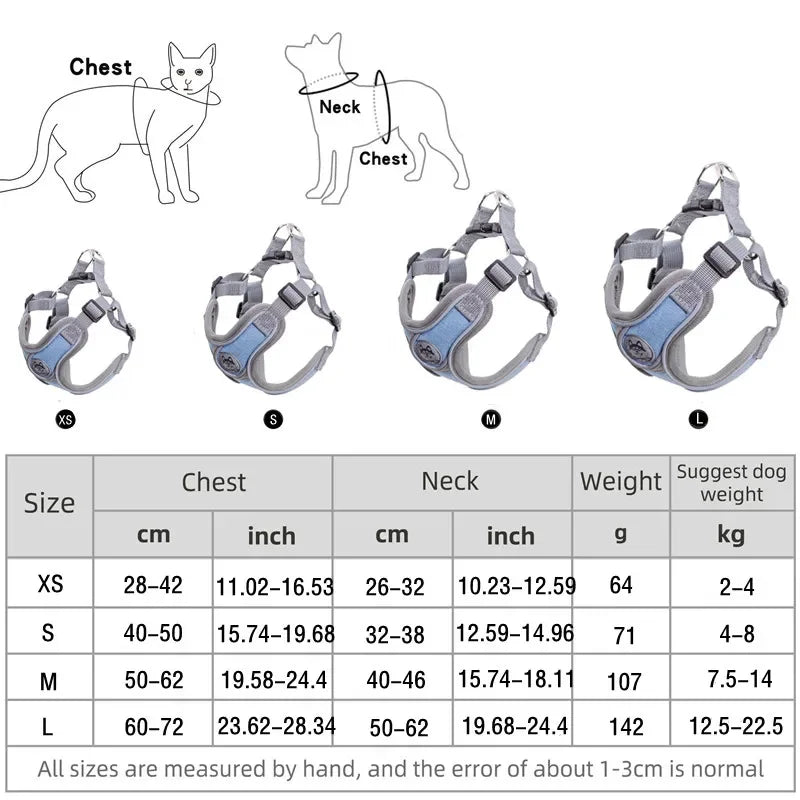 Dog Harness Adjustable Pet Harness Vest For Small Large Dog Cat Reflective Mesh Puppy Cat Chest Strap Dog Accessories