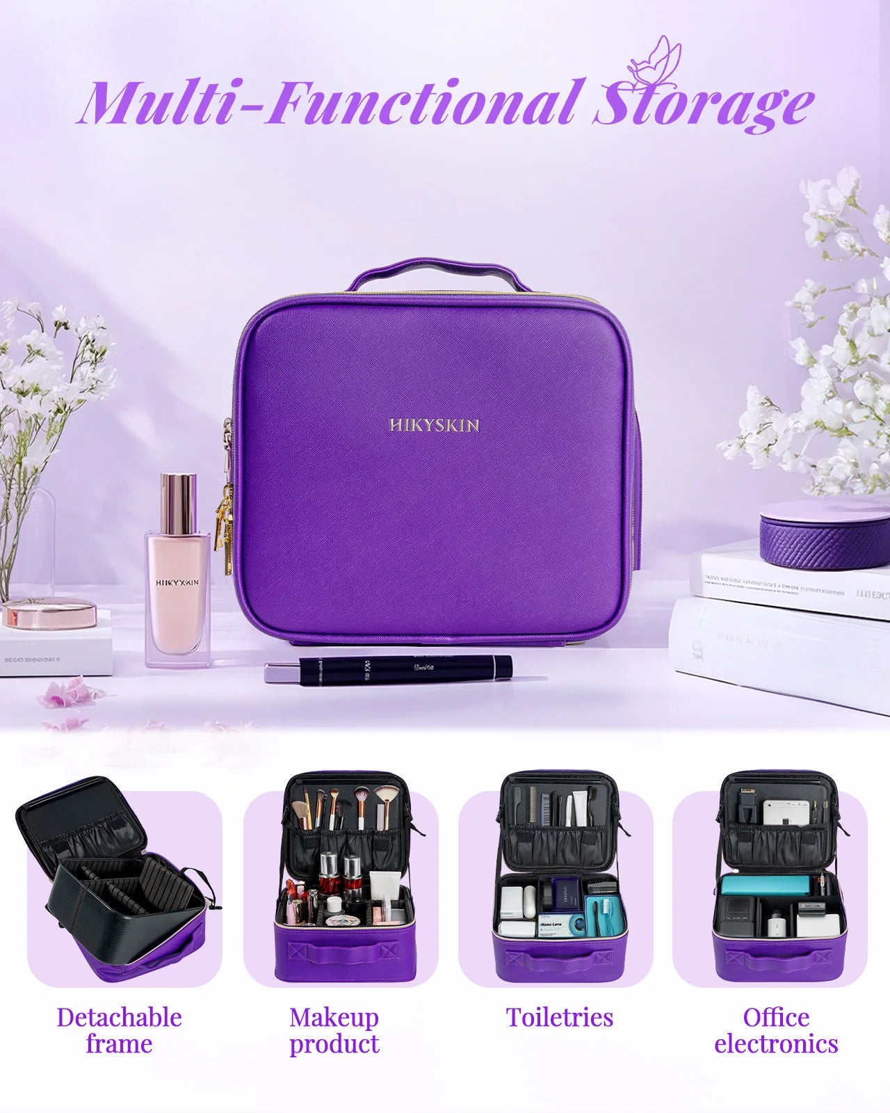 Travel Makeup Bag With Mirror Lamp Waterproof Cosmetic Case