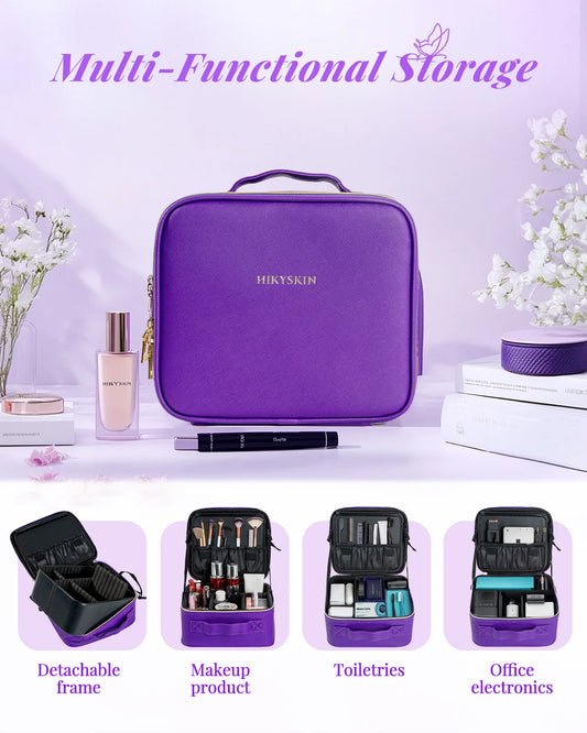 Travel Makeup Bag With Mirror Lamp Waterproof Cosmetic Case