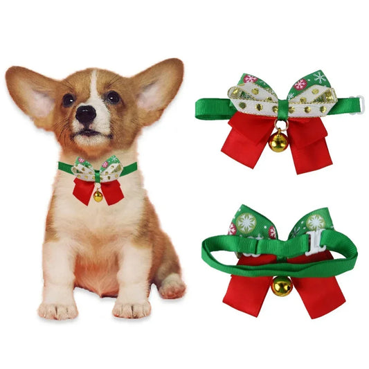 New Year's Christmas Pet Collar With Bell Cute Bow Tie For Cats And Dogs Including Kittens Puppies Chihuahuas And Pugs