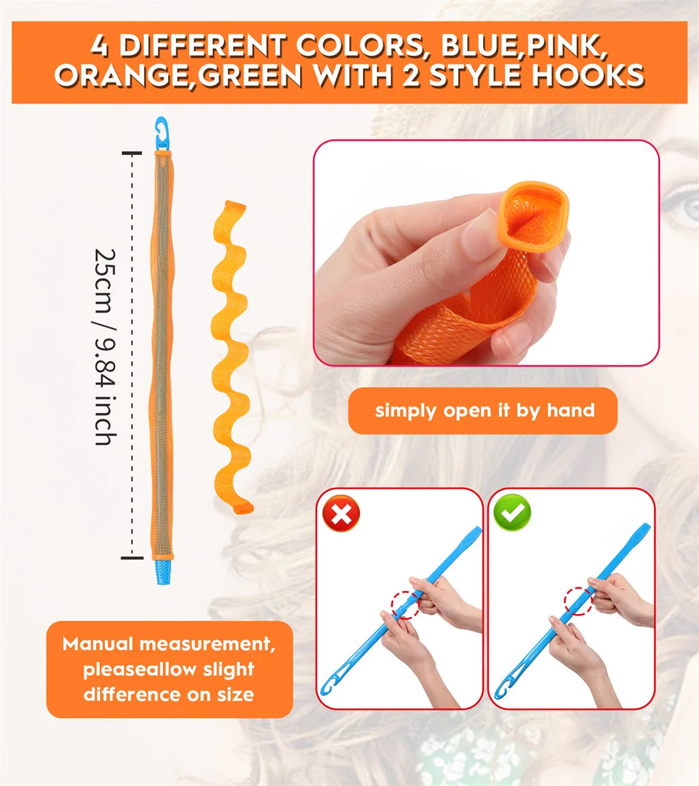 No Heat Hair Curlers Kit 30Pcs With 2 Hooks 55cm 45cm 30cm
