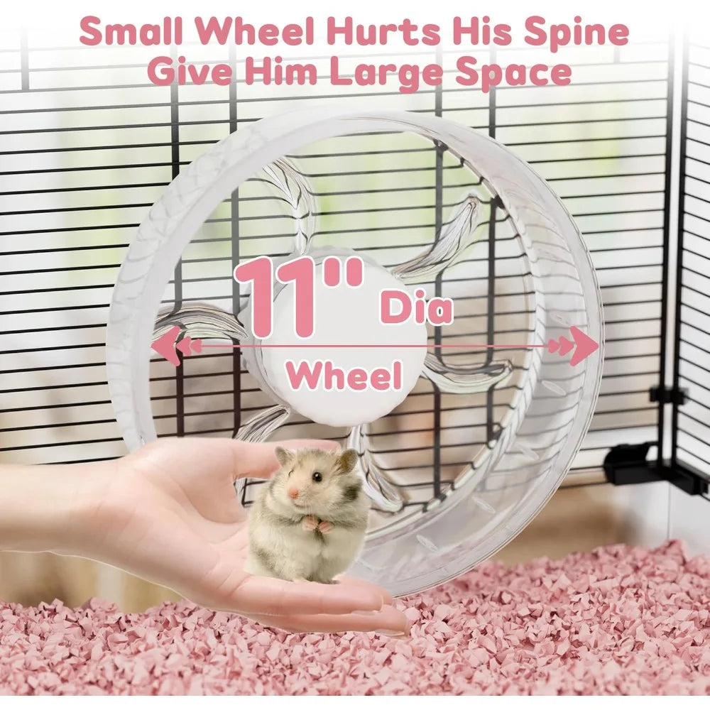 3 Tier Glass Hamster Tank Large Habitat 11In Running Wheel