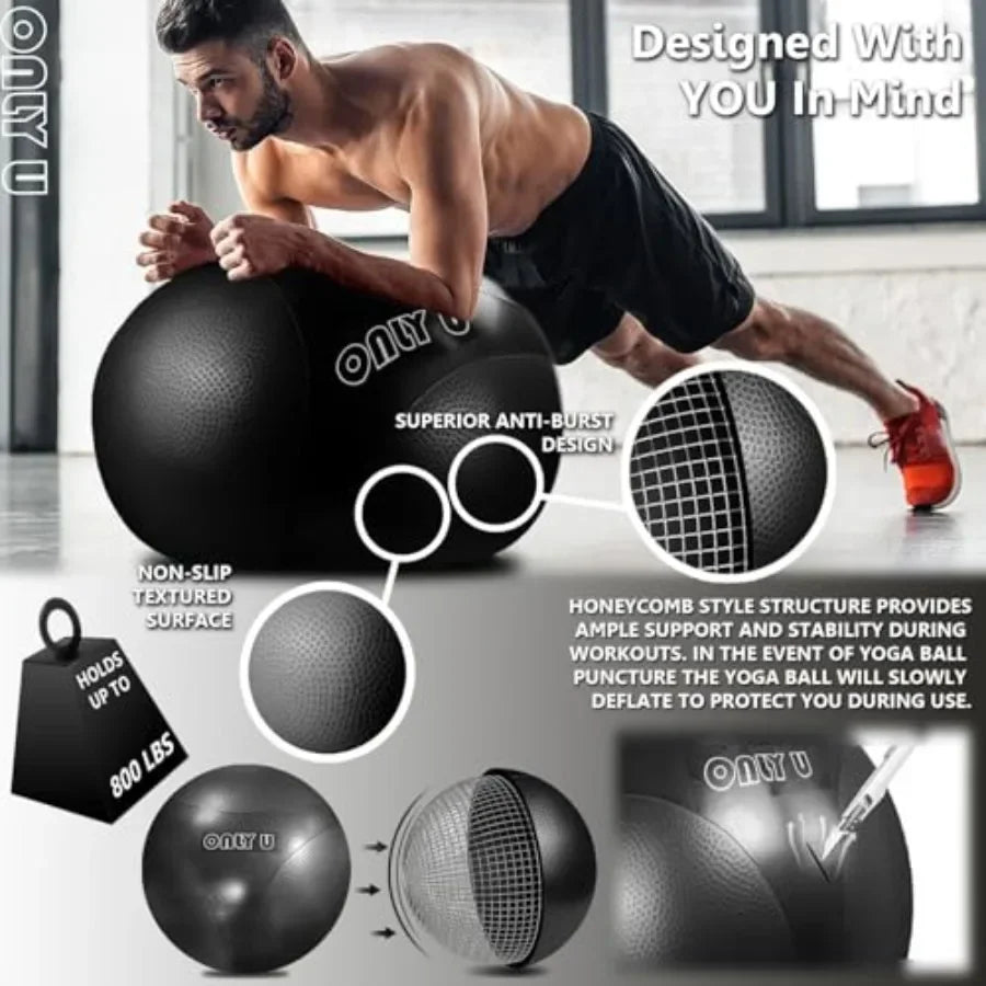 65cm Premium Yoga Ball for Fitness Training Balance and Stability Exercises EcoFriendly PVC Material with AntiBurst Technology
