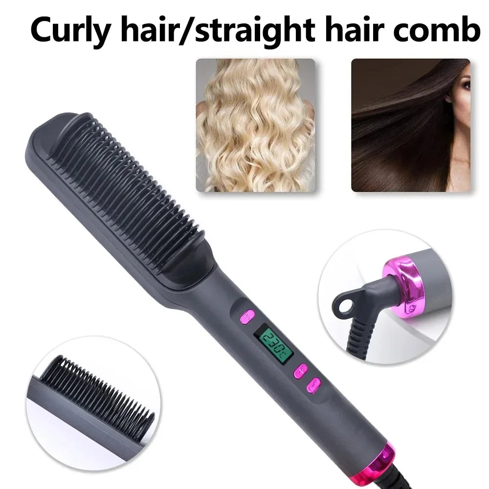 Electric Hot Comb Negative Ion Hair Straightener Brush