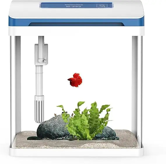 Small Fish Tank 2 Gallon Glass Aquarium,Betta Fish Tank Starter Kit, Self Cleaning Fish Tank with Filter and Light.