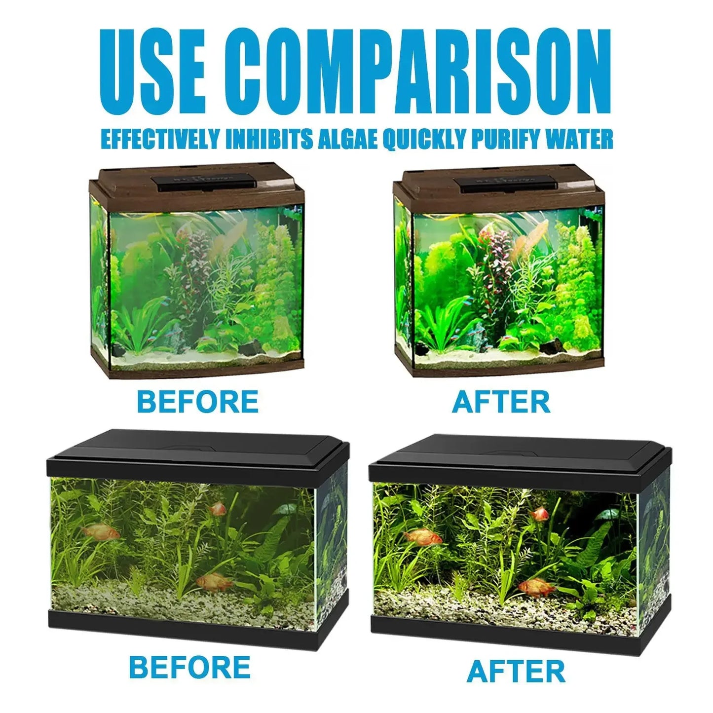 1-4PCS Aquarium Algae Remover Solution for Fish Tank Clears Green Water Eliminates Moss and Algae Safe Water Treatment Gift Use