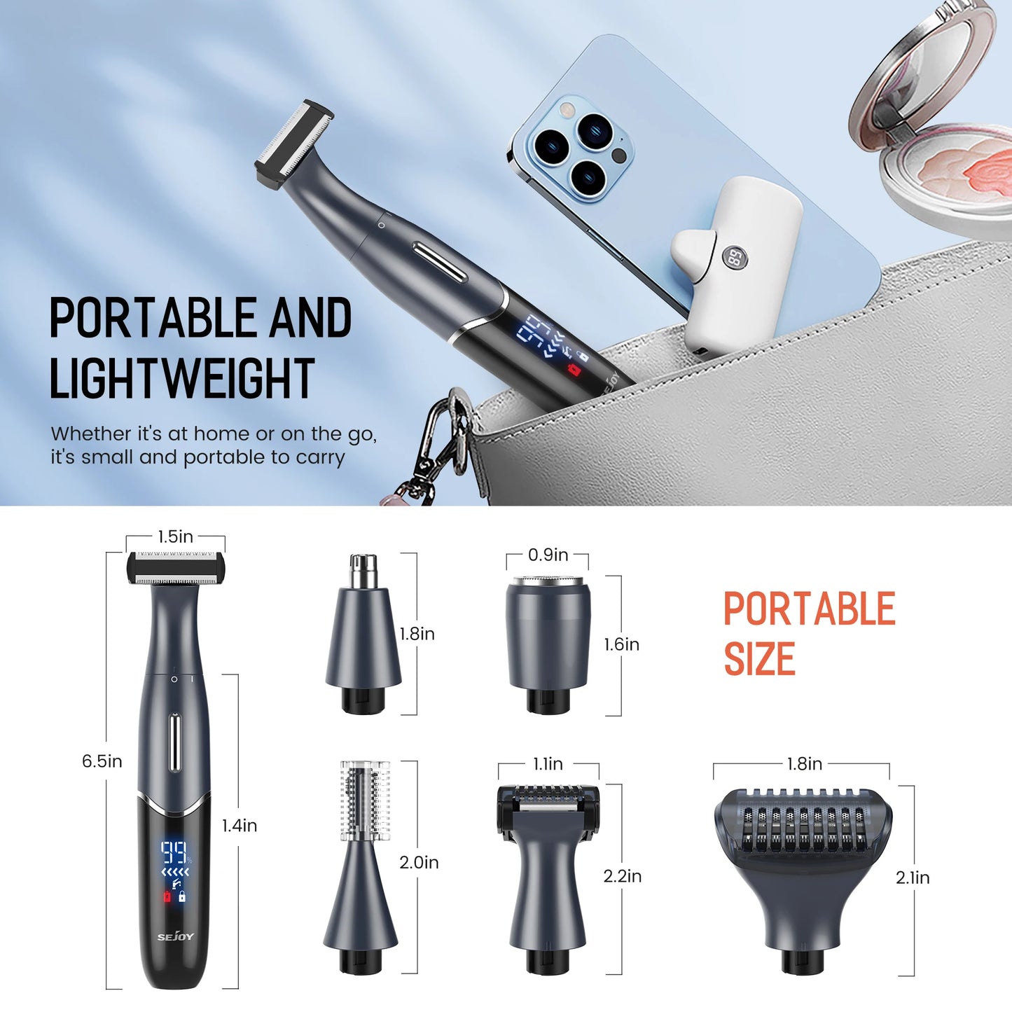 Sejoy 6 In 1 Body Hair Trimmer Nose Eyebrow Shaver Kit