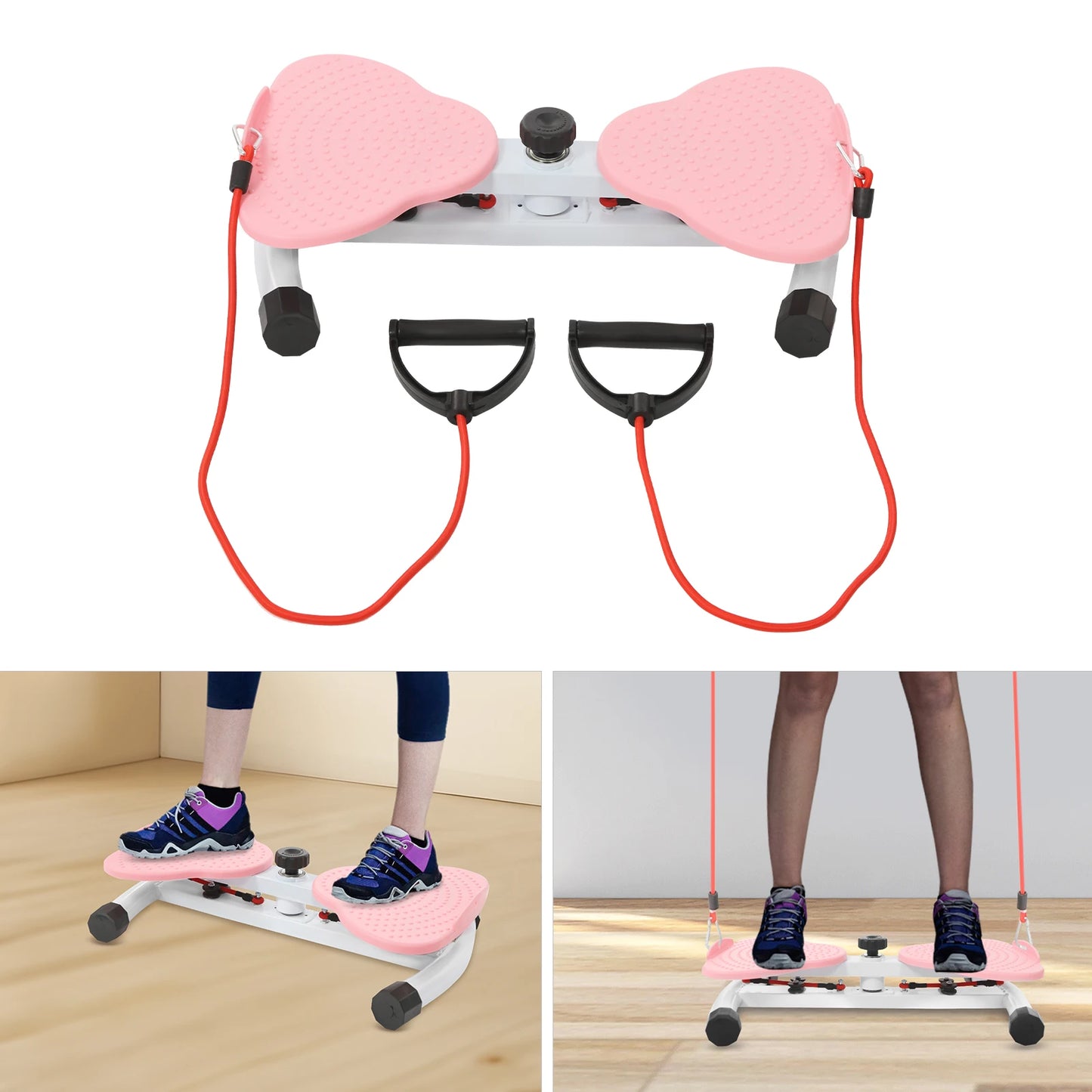 Pink Steel Waist Twister Standing Exercise Equipment 53.5 By 32 By 12 Cm With 48 Cm Leg Distance For Home And Office