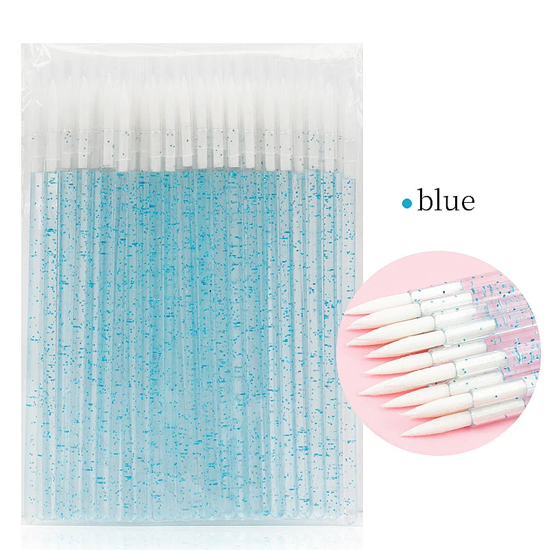 50pc Disposable Eyeliner Makeup Brush Crystal Handle Soft Fiber Lip Line Outline Brush Eyeshadow Blending Applicator Beauty Tool