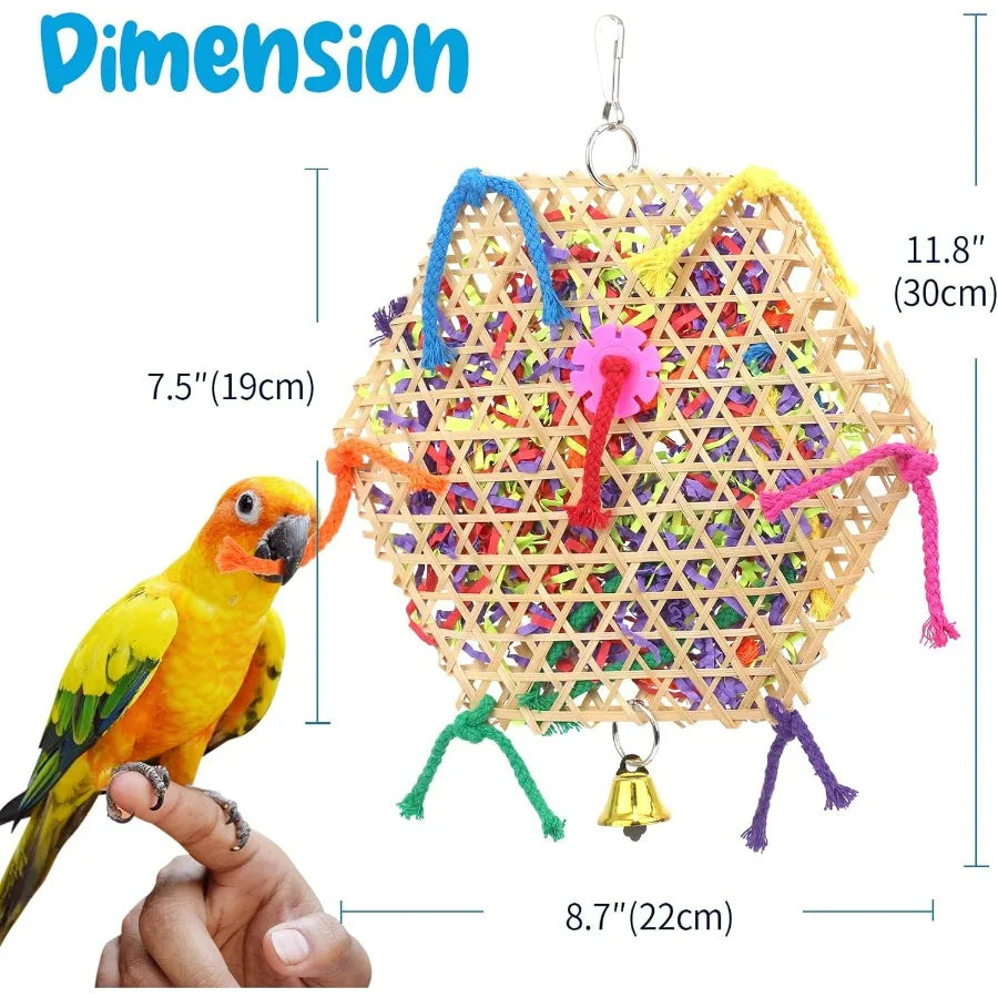 Bird Parrot Toys 2 Pack Bird Hanging Foraging Shredder Toys for Small Medium Birds Including Conure Cockatiel Parrotlet Lovebir
