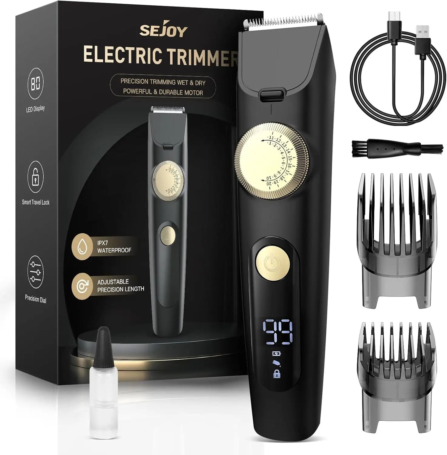 Sejoy Cordless Beard Trimmer For Men Hair Clipper Mustache