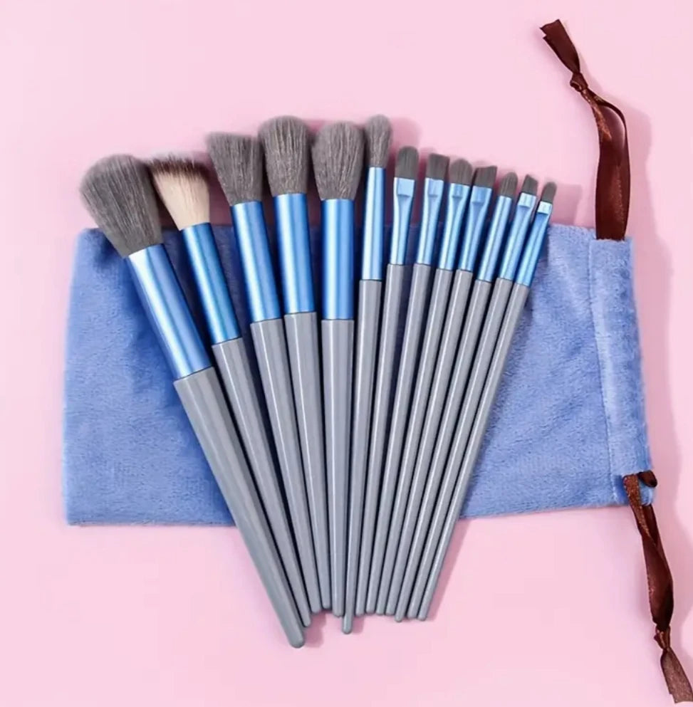 13pcs makeup brushes set (with free storage bag), blush brushes, shadow brushes, eyeshadow brushes and other 13 brushes with dif