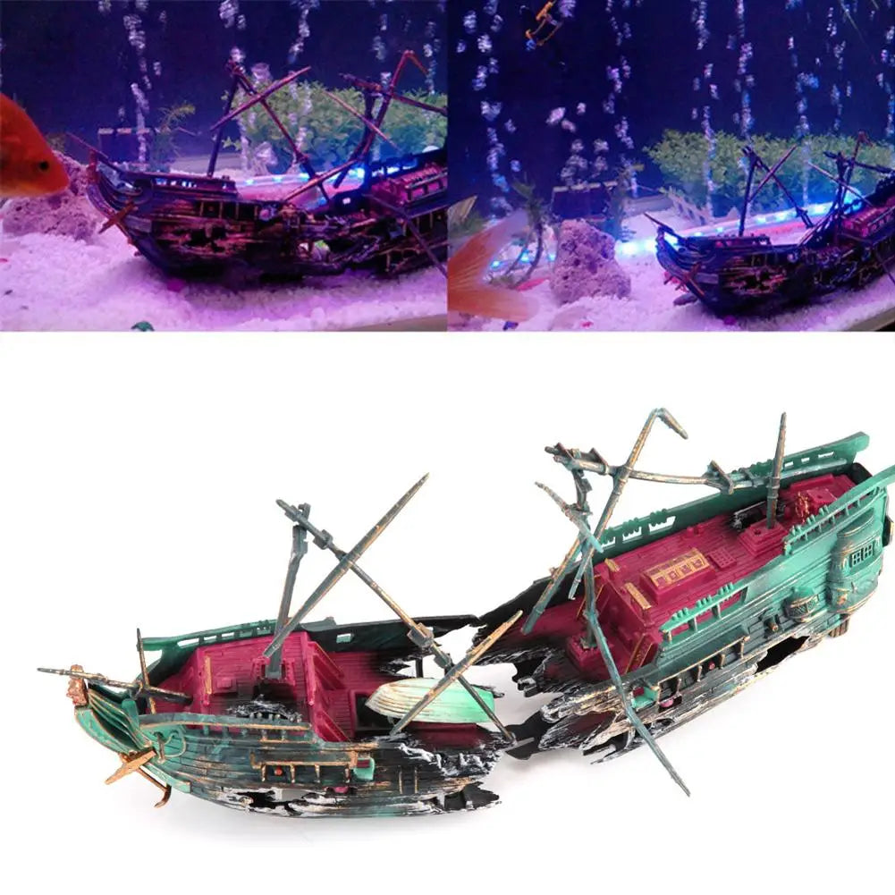 Resin Wreck Boat Aquarium Decor Shipwreck Landscape