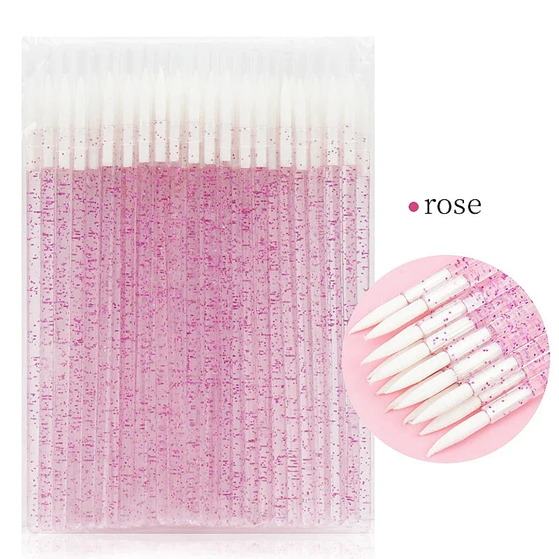 50pc Disposable Eyeliner Makeup Brush Crystal Handle Soft Fiber Lip Line Outline Brush Eyeshadow Blending Applicator Beauty Tool