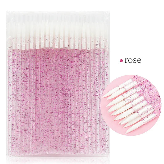 50pc Disposable Eyeliner Makeup Brush Crystal Handle Soft Fiber Lip Line Outline Brush Eyeshadow Blending Applicator Beauty Tool