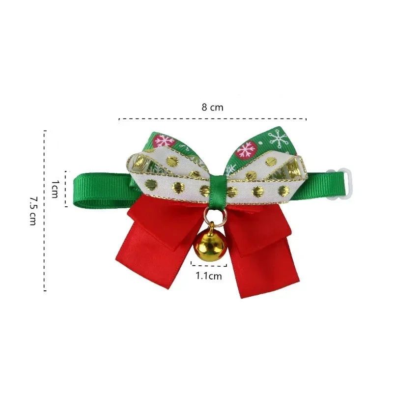 New Year's Christmas Pet Collar With Bell Cute Bow Tie For Cats And Dogs Including Kittens Puppies Chihuahuas And Pugs