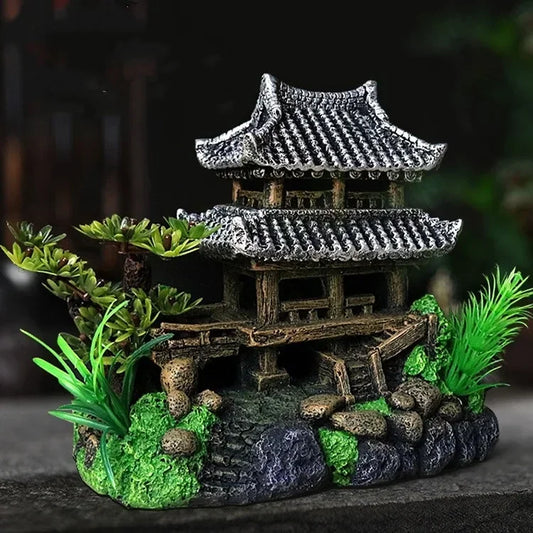 Resin Aquarium Landscape House Ornament For Fish Tank