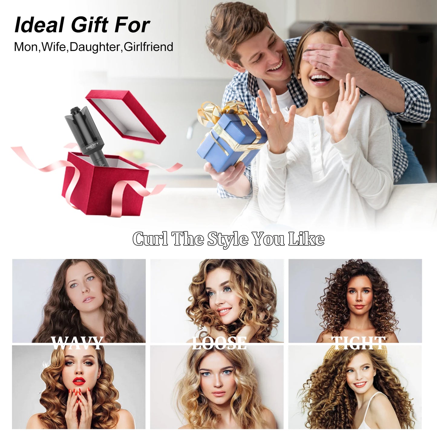 Pretfy Auto Hair Curler With Left Right Rotation Wand