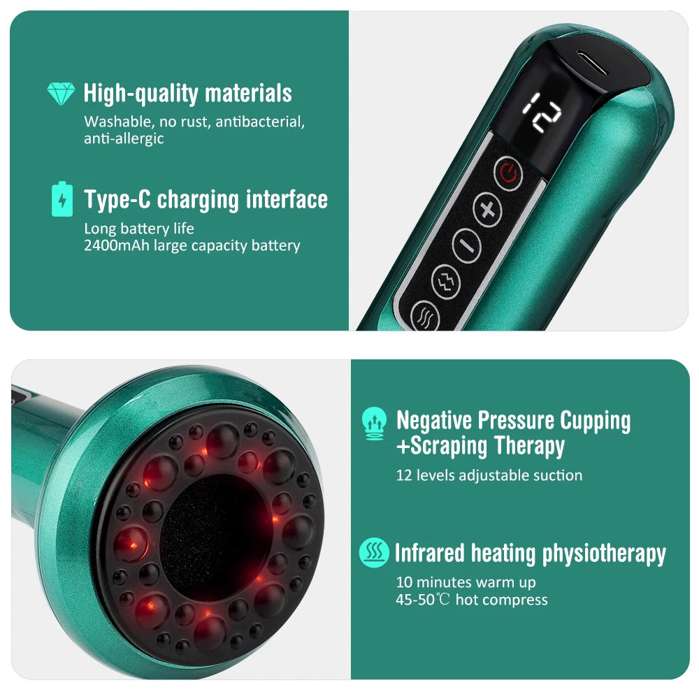 Electric Cupping Device USB Rechargeable 12 Levels Cans