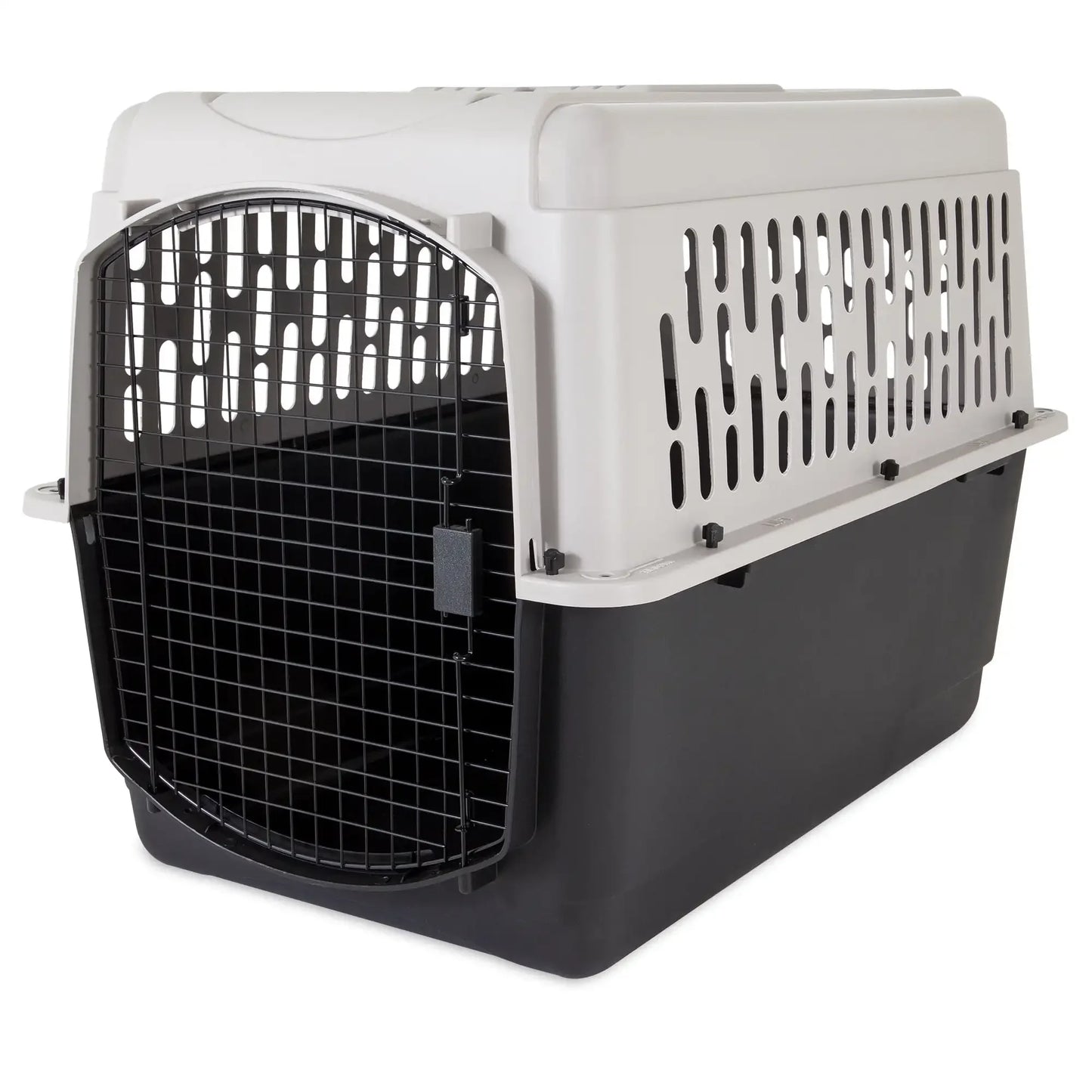 Vibrant Life Large 40 Inch Pet Kennel Dog Crate Plastic Travel Carrier for Pets 70 to 90 Pounds Grey