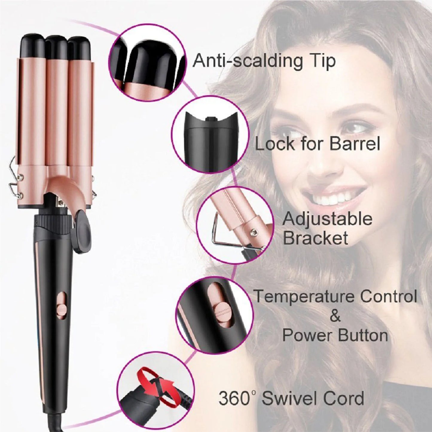 5 In 1 Hair Waver Curling Iron With LCD Display For Styling