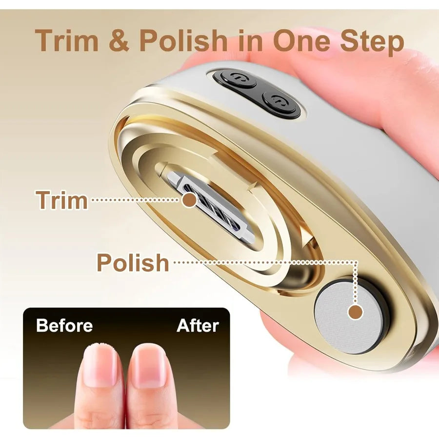 Electric Nail Clipper with Polishing Automatic 2Speed Nail Clippers for Adults Seniors Women Men Safe Fingernail Trimmer Rechar