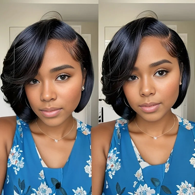 Short Bob 13x4 Lace Front Pixie Cut Wig 180 Density Remy