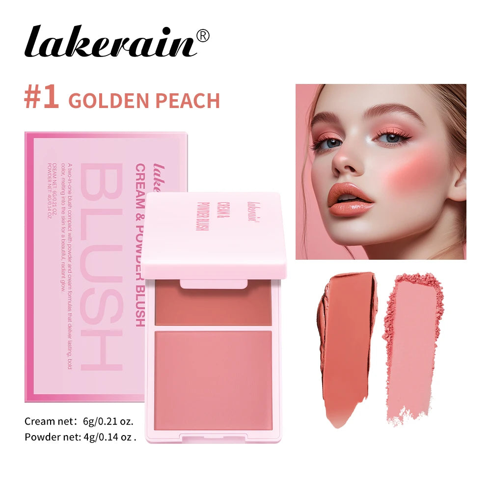 Cream&Powder Blush Palette Natural Long-lasting High Pigment Blusher Makeup Contour Powder Beauty Peach Pink Korean Makeup Blush