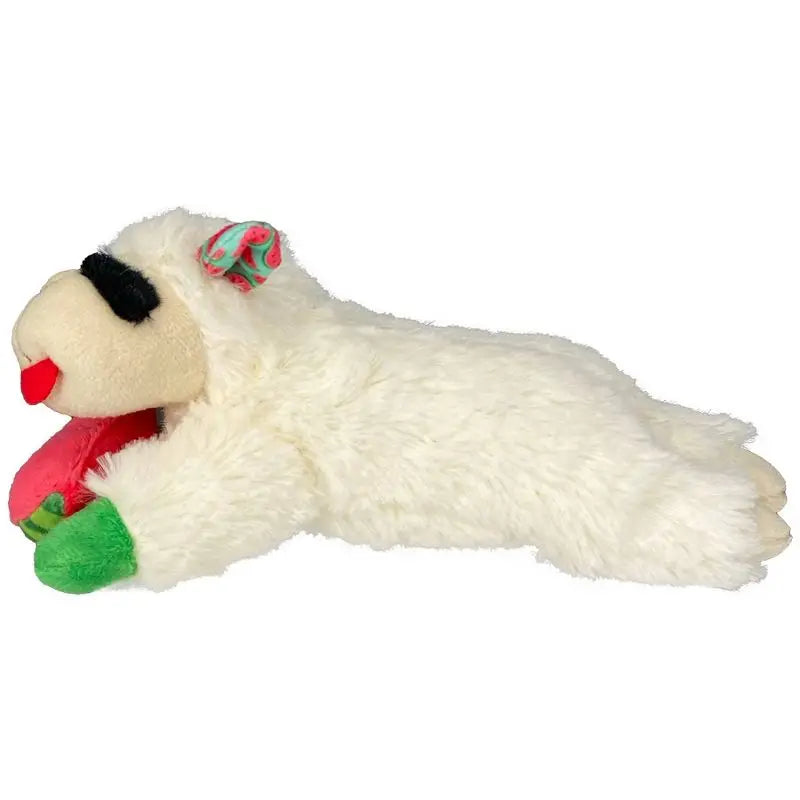Lamb Chop Plush Dog Toy with Watermelon 8 Inch Squeaky Chew Toy for Small and Medium Dogs Summer Pet Gift