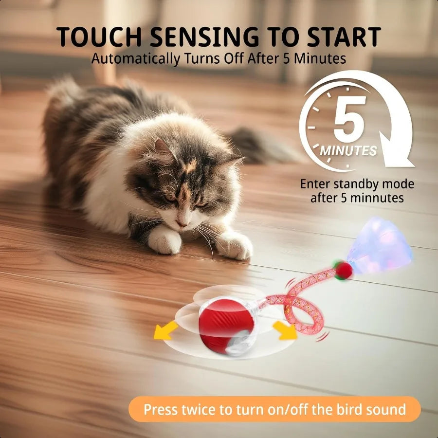 Cat Toys Interactive Ball for Indoor Cats Newly Upgraded Moving Cat Ball Speedy Tail 2.0 cat Toys with Elastic Mesh Automatic K