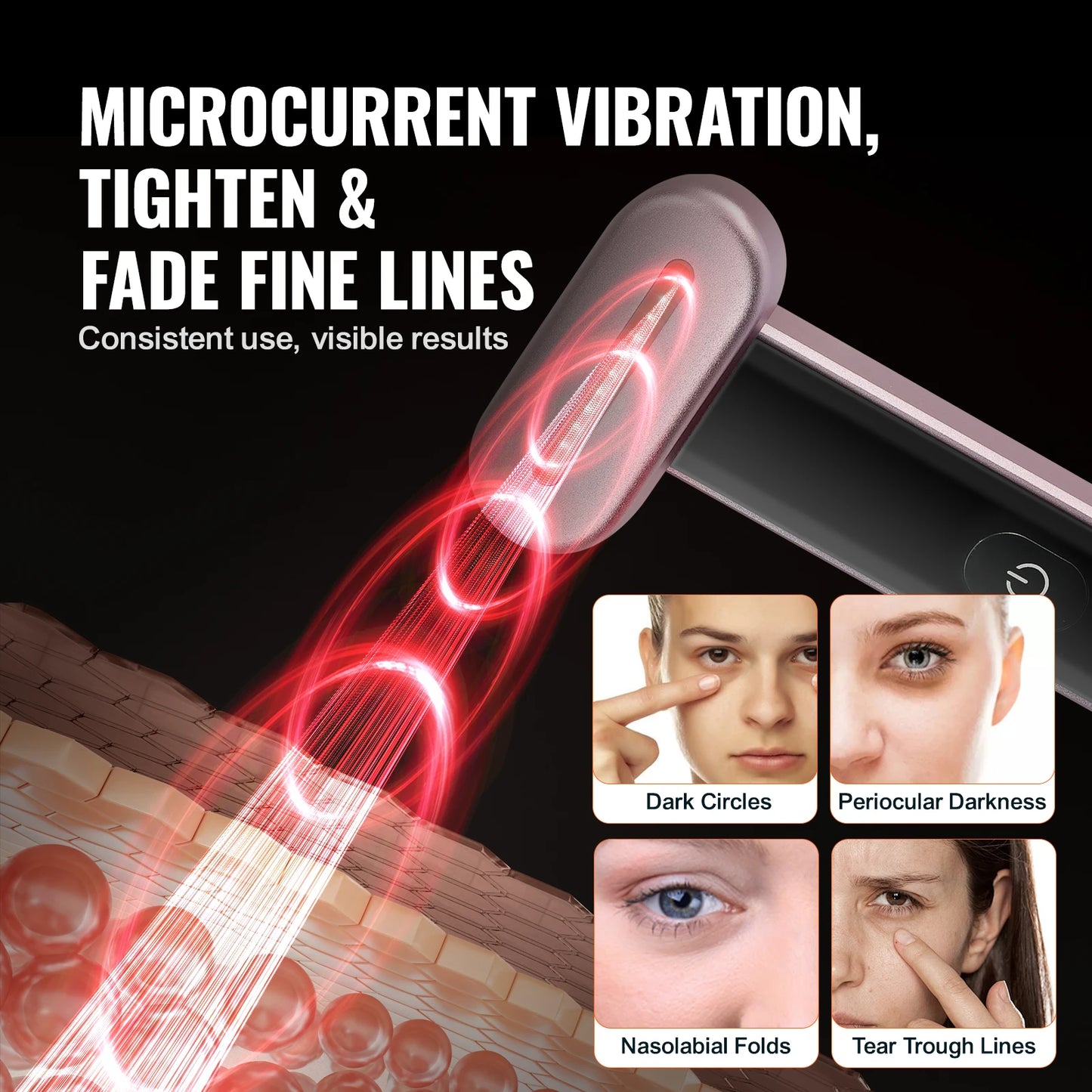 Red Light Therapy Wand For Face, 7Color LED Facial Wand Red Light Therapy Device With Heatig Microcurrent Vibrating Massage