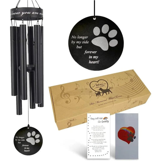 Pet Memorial Wind Chime 30 Inches Paw Print Pet Remembrance Gift to Honor and Remember a Dog Cat or Other Pet Premium Metal Win