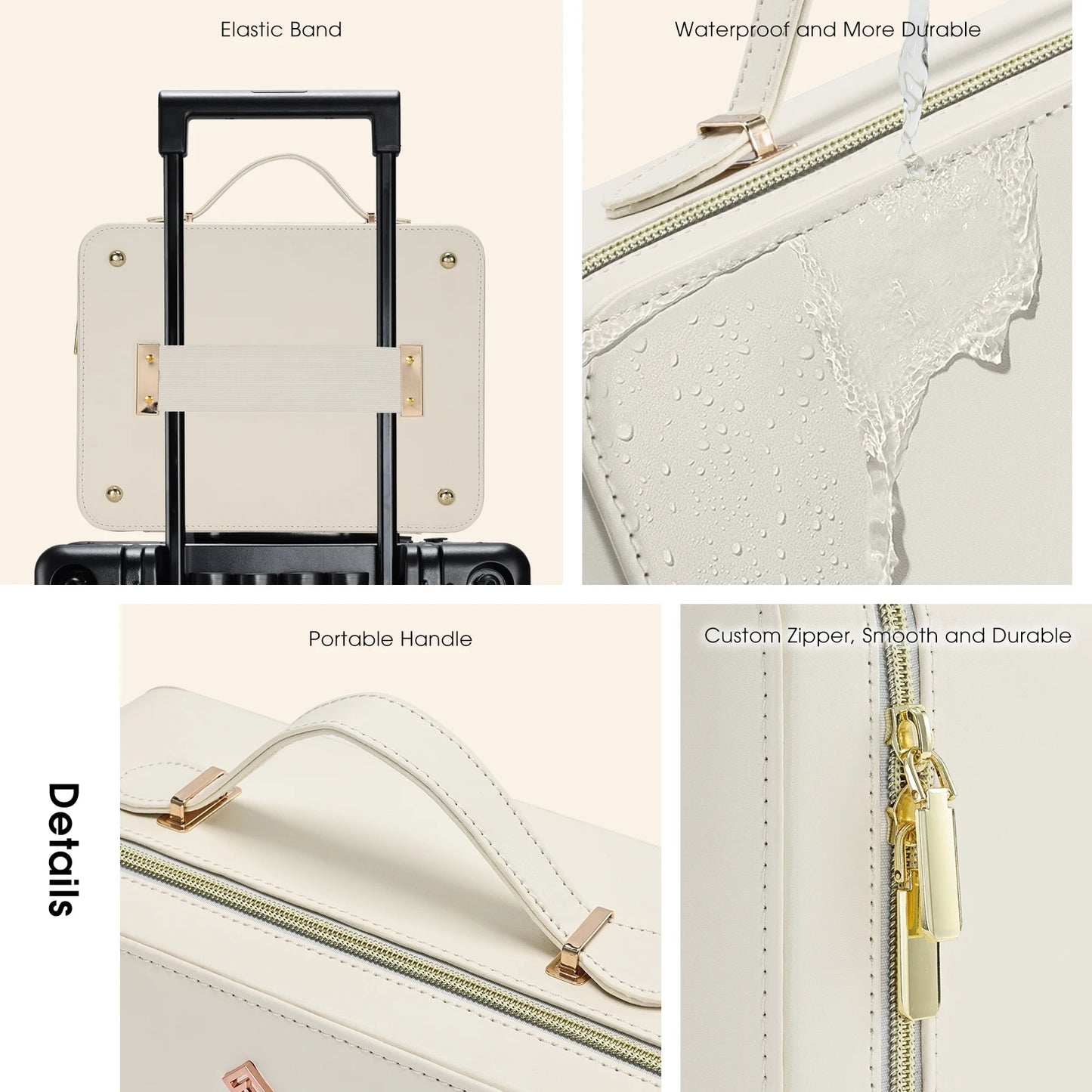 Leather Makeup Case With LED Mirror Travel And Dividers
