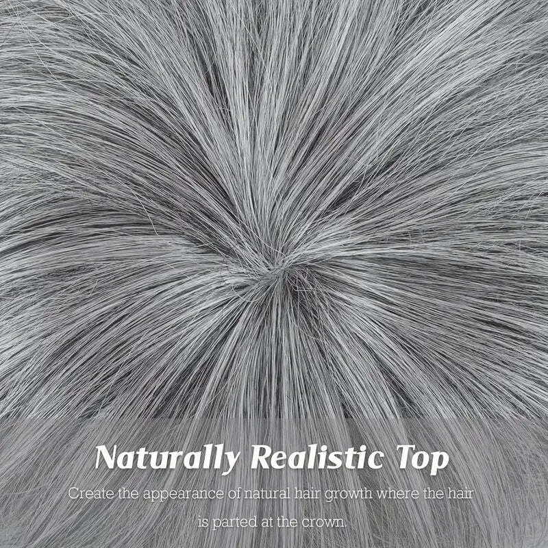 Grey Short Pixie Cut Wig for Women Straight Human Hair