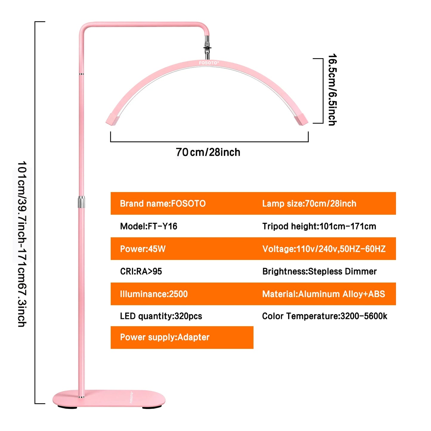 Fosoto Multi-directional Professional Half-Moon Light LED Lash Light  Ring Light For Makeup Beauty Salon Eyebrow Tattoo Haircuts