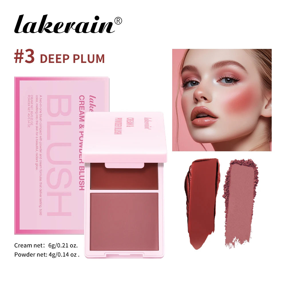 Cream&Powder Blush Palette Natural Long-lasting High Pigment Blusher Makeup Contour Powder Beauty Peach Pink Korean Makeup Blush