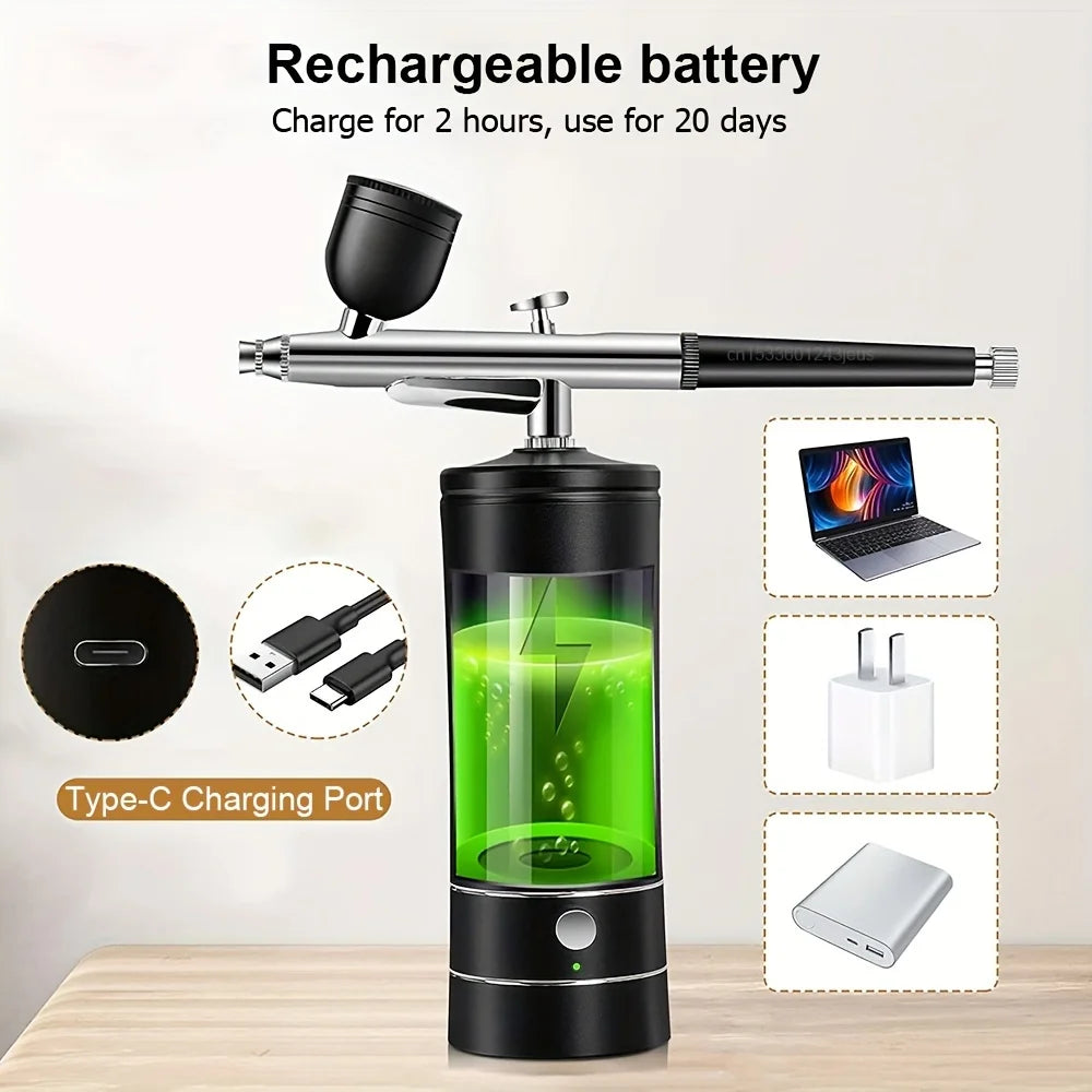 Air Compressor Airbrush Painting Airbrush Electric Airbrush Air Pump Suitable for Painting Art Beauty Makeup Nail Tattoo Body Painting Ceramic Spray Cake Making Furniture Leather Goods Repair Model Coloring, Gift